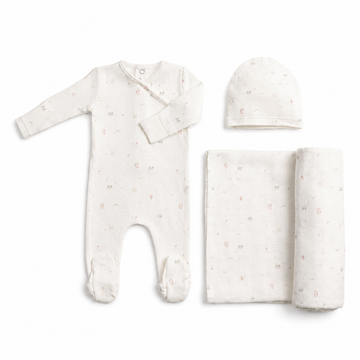 Bee & Dee All Things Baby Printed - Chalk White Girls Layette Set (AWD-63)