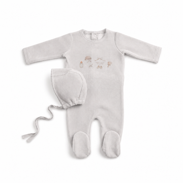 Bee & Dee All Things Baby Velour - Dusty Blue Footie (AWD-64)