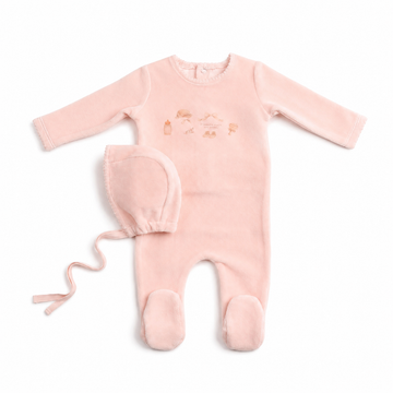 Bee & Dee All Things Baby Velour - Sand Pink Footie (AWD-64)