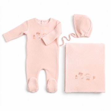 Bee & Dee All Things Baby Velour - Sand Pink Layette Set (AWD-64)