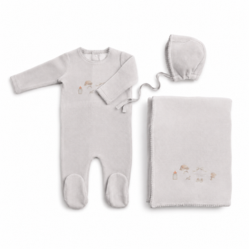 Bee & Dee All Things Baby Velour - Dusty Blue Layette Set (AWD-64)