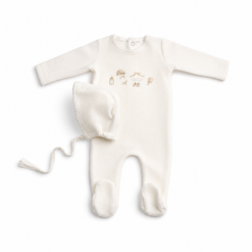 Bee & Dee All Things Baby Velour - Chalk White Boys Footie (AWD-64)