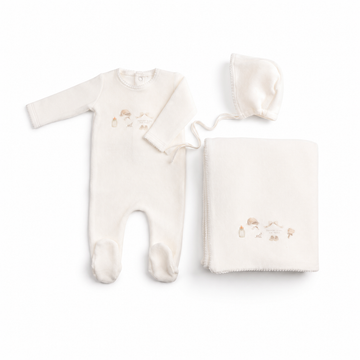 Bee & Dee All Things Baby Velour - Chalk White Boys Layette Set (AWD-64)