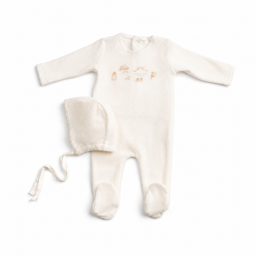Bee & Dee All Things Baby Velour - Chalk White Girls Footie (AWD-64)