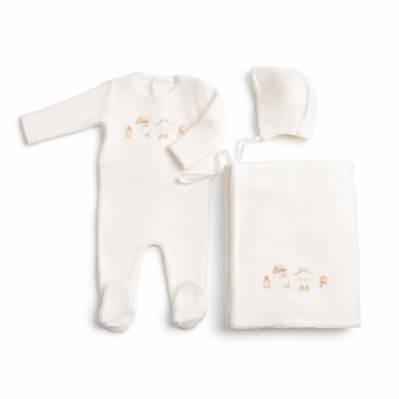 Bee & Dee All Things Baby Velour - Chalk White Girls Layette Set (AWD-64)