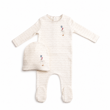 Bee & Dee Goose on Script - Linen Boys Footie (AWD-37)
