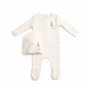 Bee & Dee Goose on Script - Linen Girls Footie (AWD-37)