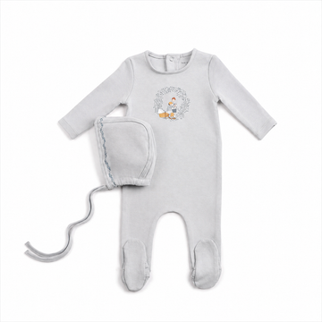 Bee & Dee Cradle Scene Footie/ Bonnet - Crisp Blue (AWD-03)