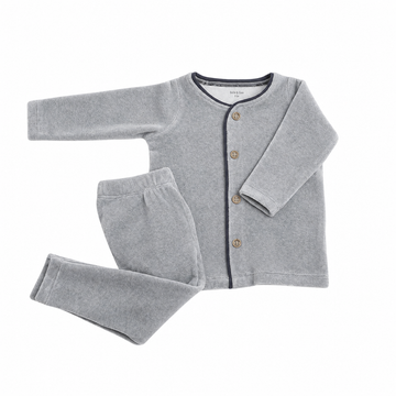 Bee & Dee Print Trim Velour Loungewear - Smoky Blue (AWD-86B)