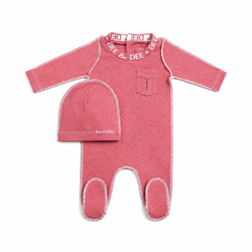 Bee & Dee Heathered Seam Footie/Beanie - Pomegranate (AWD-28)