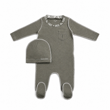 Bee & Dee Heathered Seam Footie/Beanie - Hunter Green (AWD-28)
