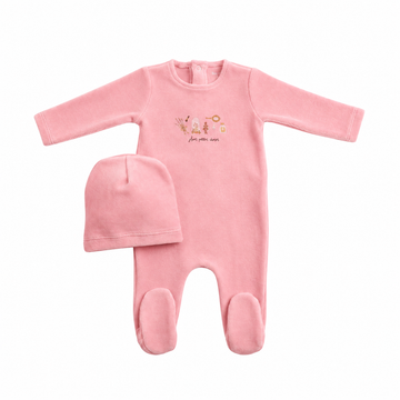 Bee & Dee Paraphenalia Velour Footie/Beanie - Dark Rose (AWD-19)