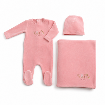 Bee & Dee Paraphenalia Velour Layette Set - Dark Rose (AWD-19)