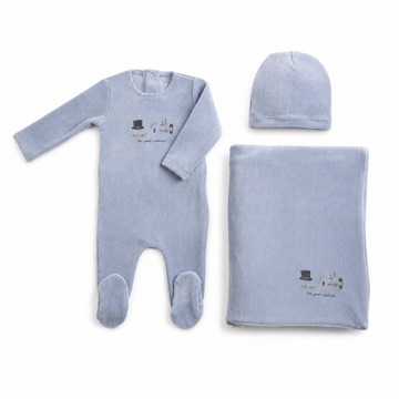 Bee & Dee Paraphenalia Velour Layette Set - Crystal Blue (AWD-19)