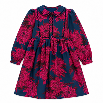 Christina Rohde Navy/ Wine Floral Dress (No. 1150 - 147)