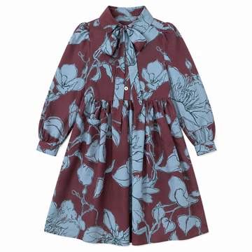 Olivia Rohde Brown/ Light Blue Floral Print Dress (No. 1148 - 116)