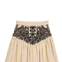 Petite Amalie Nougat / Black Cord Embroidered Cut Out Skirt (3132) (thin corduroy)