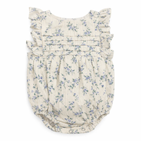 Noma Blue Stripe Eyelet Print Romper