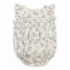 Noma Blue Stripe Eyelet Print Romper