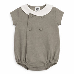 Noma Stone Grey Covered Buttons Romper