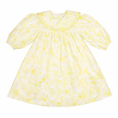 Noma SS Yellow Toile Print Large Collar Dress Short Sleeves