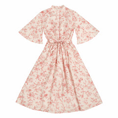 Noma Coral Toile Print Waisted Dress
