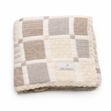 Bebe Organic Taupe Patchwork Mai Blanket