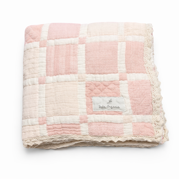 Bebe Organic Dusty Rose Patchwork Mai Blanket
