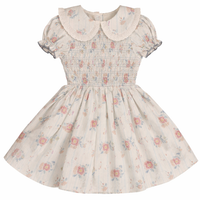 Belati BLUE FLORAL SMOCKED DRESS SHORT SLEEVES (BDR221)