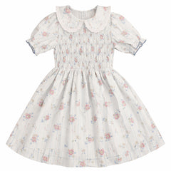 Belati BLUE FLORAL SMOCKED DRESS (BDR221)