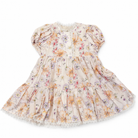 Belati YELLOW FLORAL DRESS WITH FRONT PLACKET SHORT SLEEVES (BDR211)