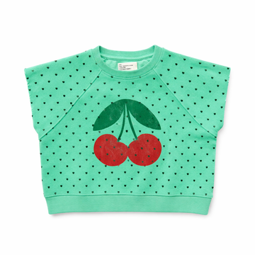 Piupiuchick Green W/ Cherry Print Sleeveless Sweatshirt