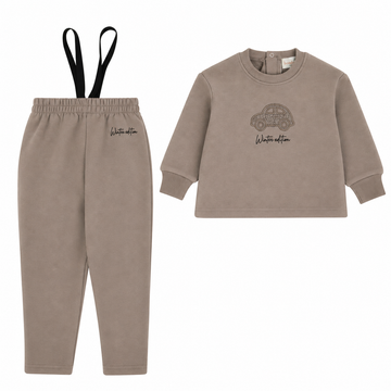 Bondoux Sherpa Embroidery Taupe 2 Pcs Set (261TP)