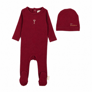 Analogy by Lil Legs Deep Red Limited Capsule Footie Set