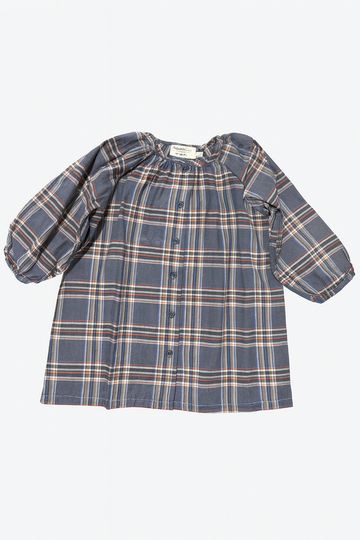Wander + Wonder Indigo Plaid Peasant Dress
