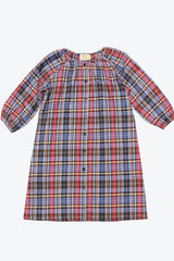 Wander + Wonder Blue Multi Plaid Peasant Dress