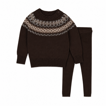 Analogy by Lil Legs Chocolate Brown Heirloom Knits Toddler Boy Set