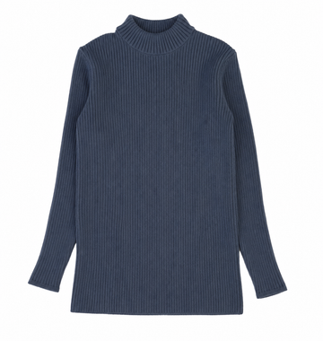 Lil Legs Vintage Blue Knit Basics Knit Long Sleeve Mockneck Tee