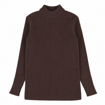 Lil Legs Chocolate Brown Knit Basics Knit Long Sleeve Mockneck Tee