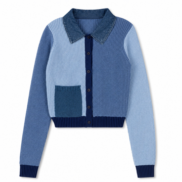 Daintti by Velvette Label Blue Color Block Sweater (EF369)
