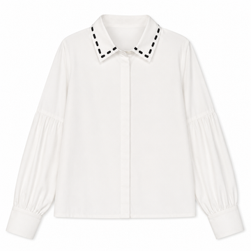 Daintti by Velvette Label White Ribbon Stitch Shirt (EF376)