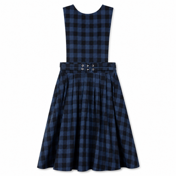 Velvette Label Blue Plaid Belted Pinafore (EF334-2)