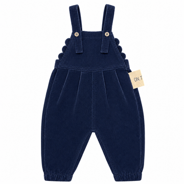 Birnham On The Sea Scalloped Girl Overalls — Navy Corduroy (1206B)