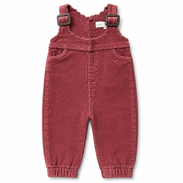 Birnham On The Sea Girls Corduroy Buckle Overalls — Red Wash (1215A)