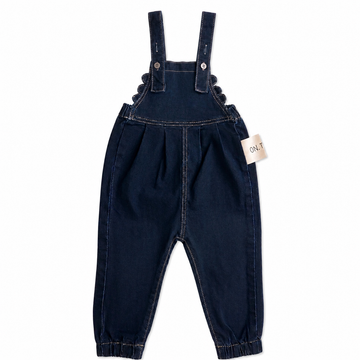 Birnham On The Sea Scalloped Girl Overalls — Dark Denim (1206)