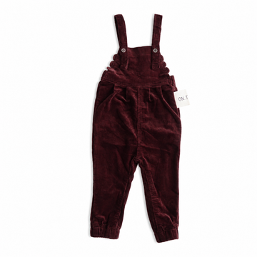 Birnham On The Sea Scalloped Girl Overalls — Brick Corduroy (1206A)