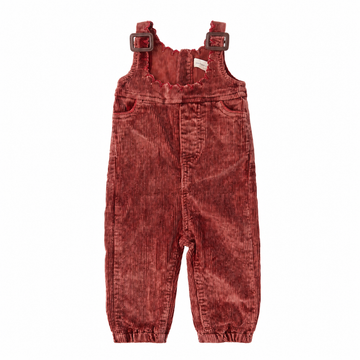 Birnham On The Sea Girls Corduroy Buckle Overalls — Red Wash (1215A)