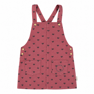 Piupiuchick Pink Short Strap Dress with Black Hearts