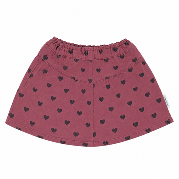 Piupiuchick Pink Short Skirt with Black Hearts