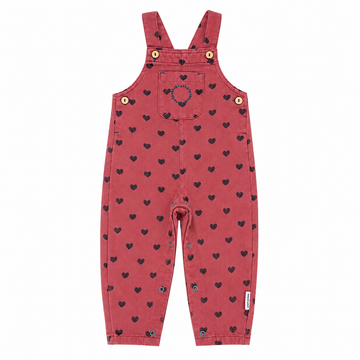 Piupiuchick Pink Dungarees with Black Hearts